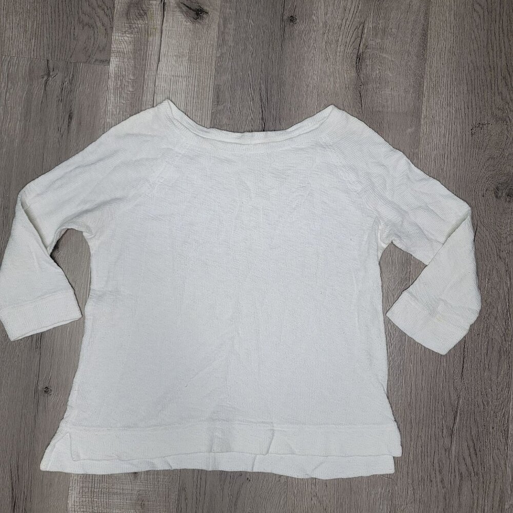 Loft beach Long Sleeve White Knit Top M 3/4 sleeves warm fall summer shirt